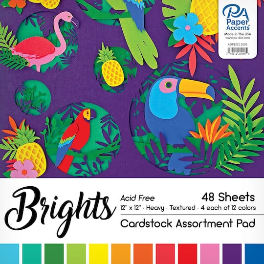 PA Paper&#x2122; Accents Brights Heavyweight 12&#x22; x 12&#x22; Cardstock Paper, 48 Sheets